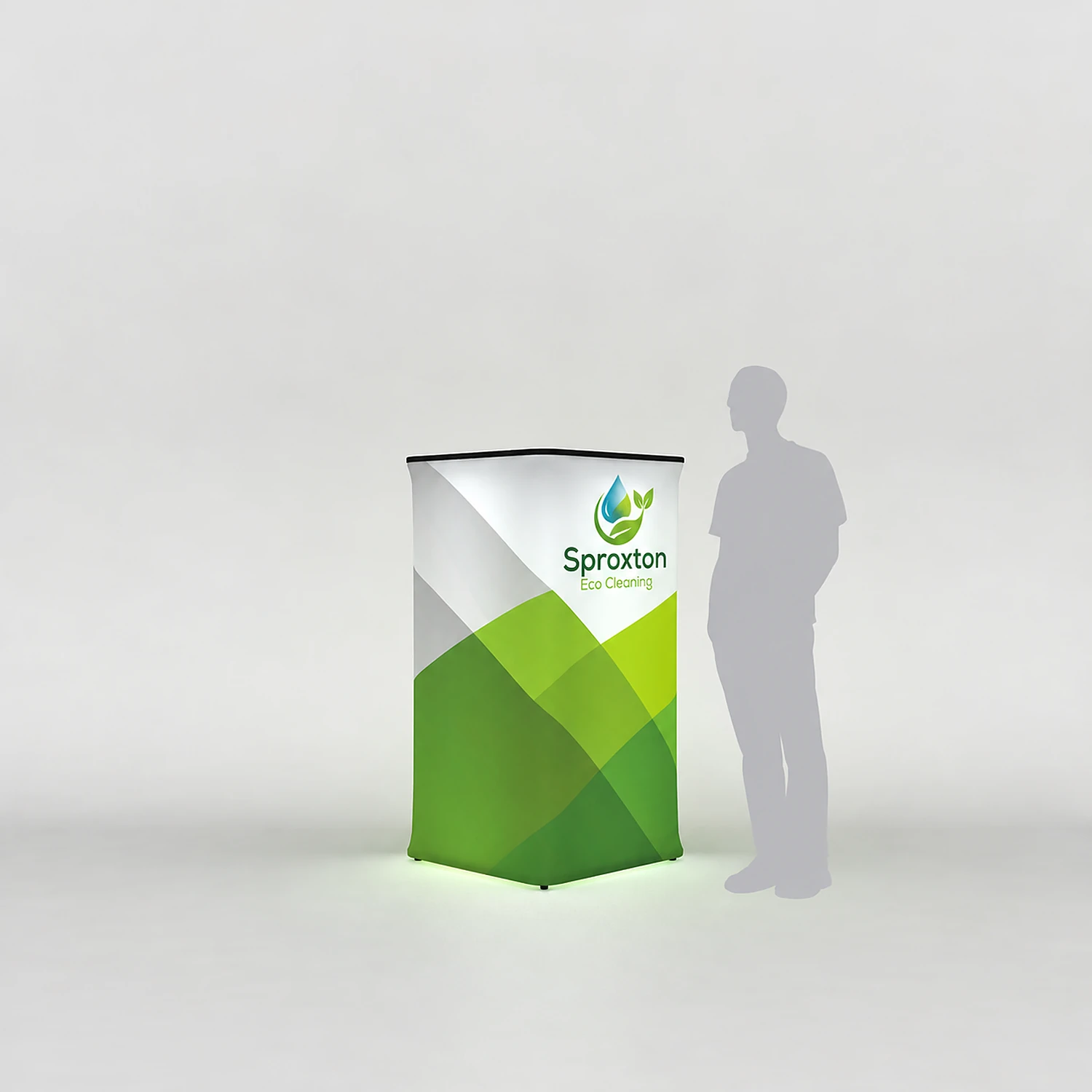 WaveLight® Air Inflatable Backlit Square Tower - 800 x 800 x 1500 mm, shown with example artwork