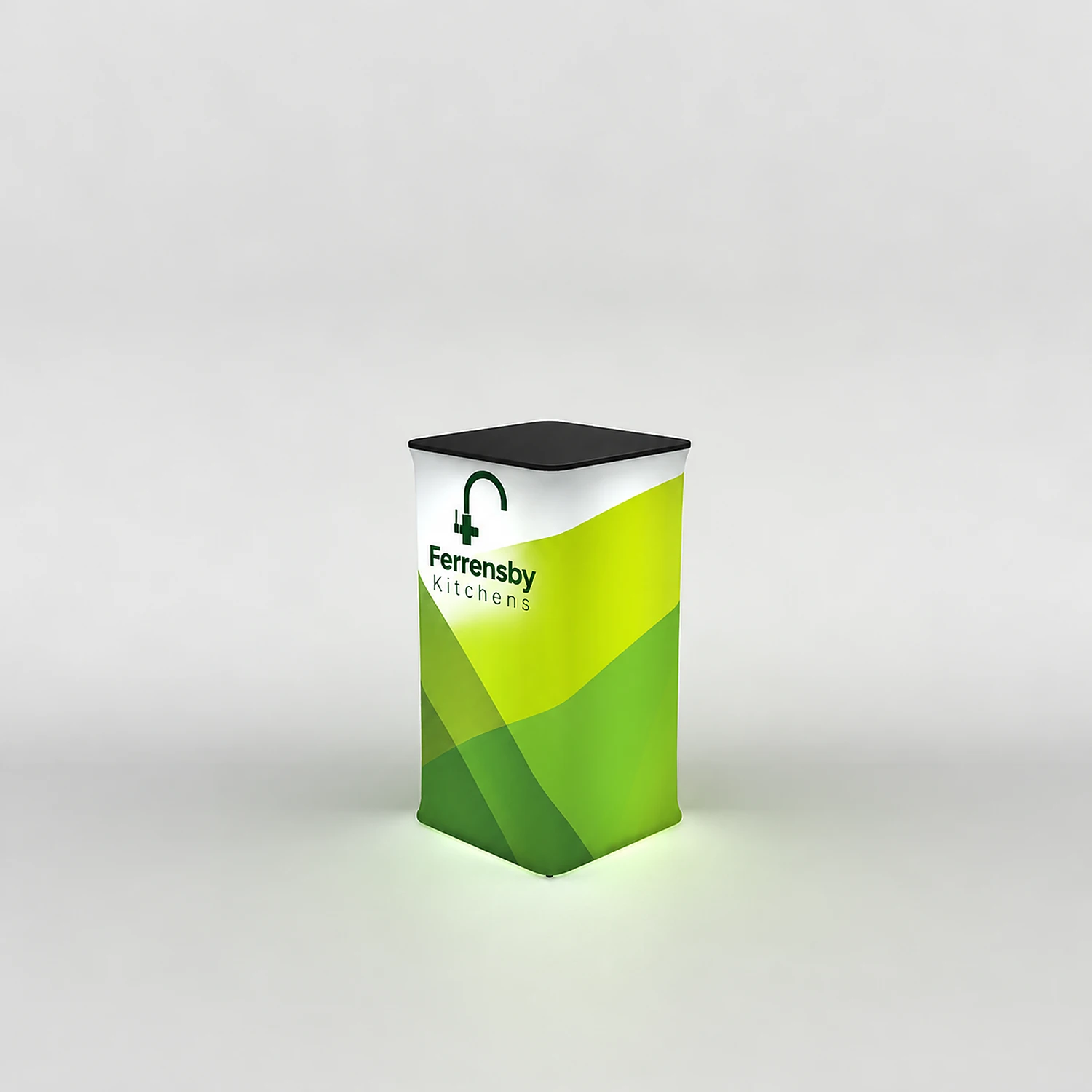 WaveLight® Air Inflatable Backlit Square Tower - 800 x 800 x 1500 mm, shown with example artwork
