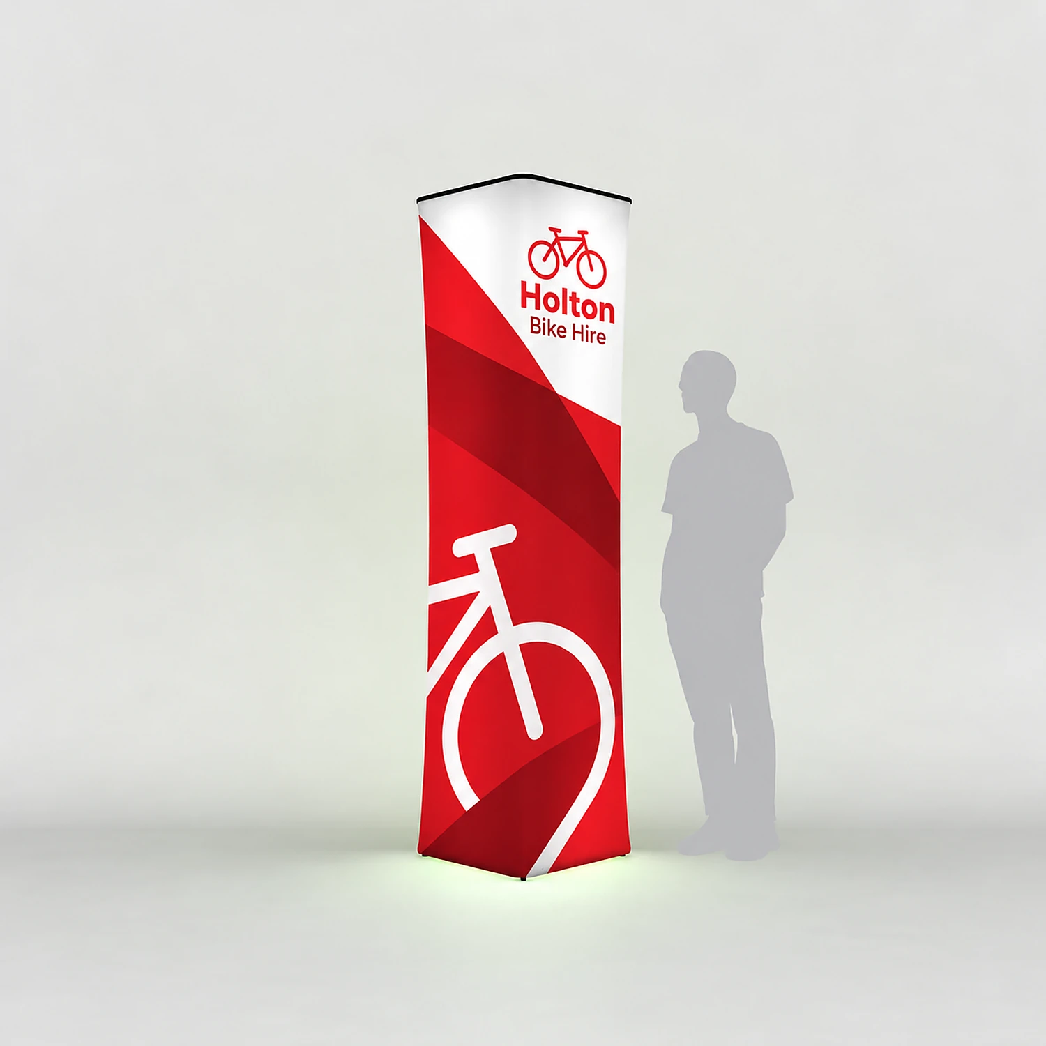 WaveLight® Air Inflatable Backlit Square Tower - 800 x 800 x 2280 mm, shown with example artwork