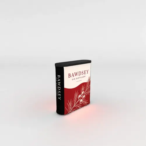 WaveLight® Air Podium Display - Double-Sided - 970mm x 300mm x 1000mm, shown with example artwork