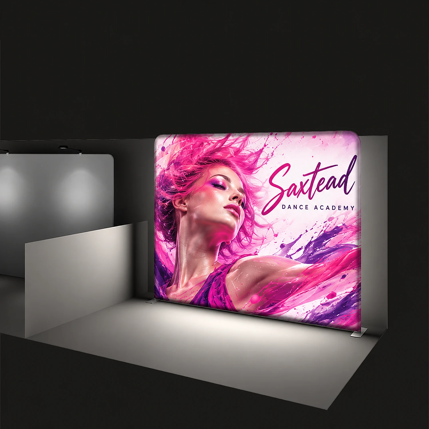 WaveLight® Backlit Display Wall - 10ft - Single-Sided, shown with example artwork