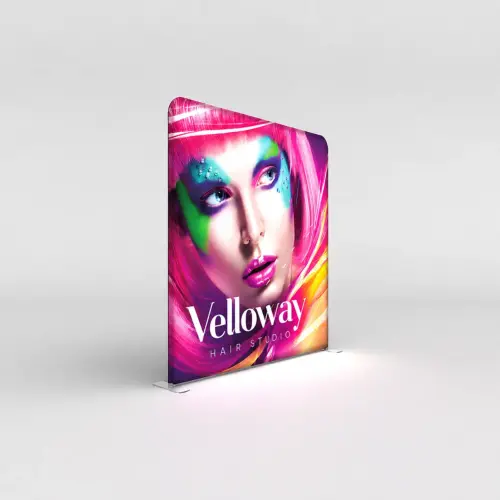 WaveLight® Backlit Display Wall - 8ft - Single-Sided, shown with example artwork