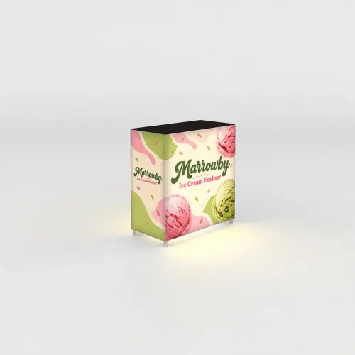 WaveLight® Casonara SEG Light Counter 100M Full Kit - 1000x500x1050mm, shown with example artwork