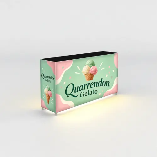 WaveLight® Casonara SEG Light Counter 200M Full Kit - 1975x500x1050mm, shown with example artwork