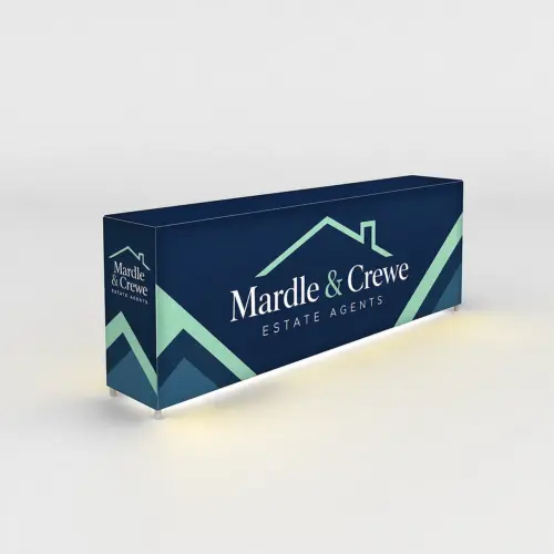 WaveLight® Casonara SEG Light Counter 300M Full Kit - 2950x500x1050mm, shown with example artwork