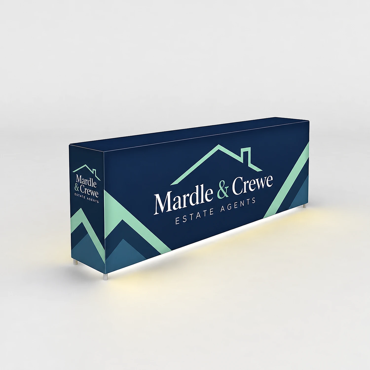 WaveLight® Casonara SEG Light Counter 300M Full Kit - 2950x500x1050mm, shown with example artwork