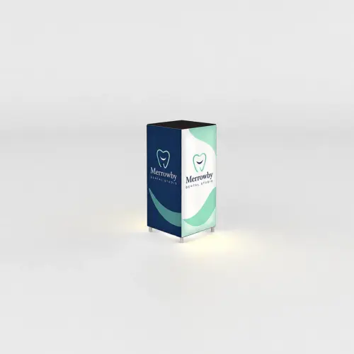WaveLight® Casonara SEG Light Counter 50M Full Kit - 500x500x1050mm, shown with example artwork