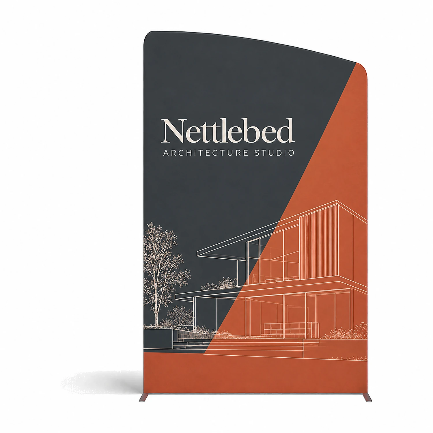 WaveLine® Display Wall A - Left - Hardware with Double-Sided Print, shown with example artwork