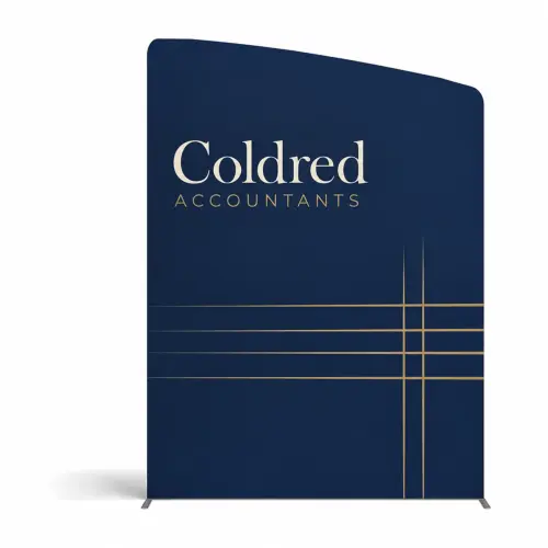 WaveLine® Display Wall C - Left - Hardware with Double-Sided Print, shown with example artwork