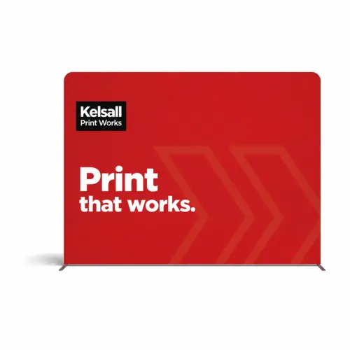 WaveLine® Display Wall F - Hardware with Double-Sided Print, shown with example artwork