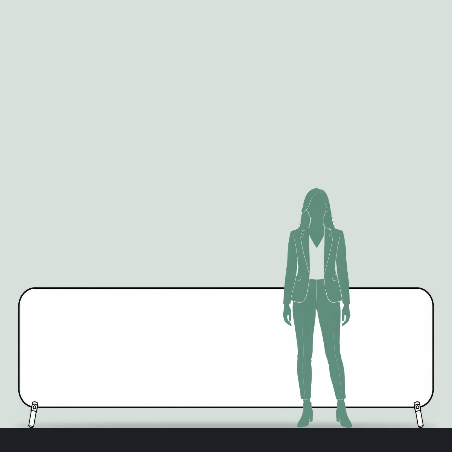 WaveLine Double Stand Large line drawing shown to scale next to a 1.7m person