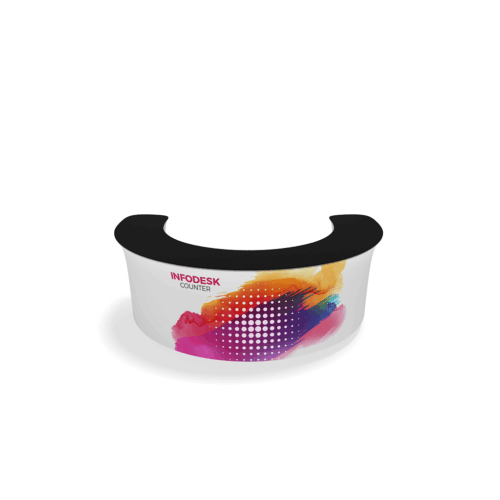 WaveLine InfoDesk Counter - Convex Curved Display - 118.6" x 74" 39.4"