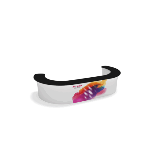 WaveLine InfoDesk Counter - W-Shaped - 216" x 87.6" x 39.4"