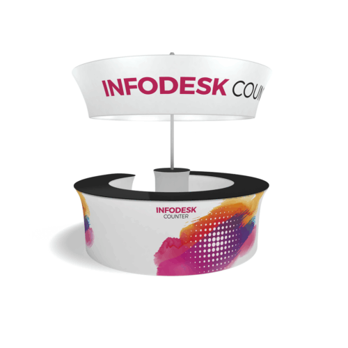 WaveLine InfoDesk Counter - Convex Curved - 118.9" x 114.5" 39.4"
