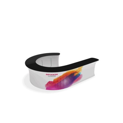 WaveLine InfoDesk Counter - J-Shaped - 116.8" x 118.8" x 39.4"