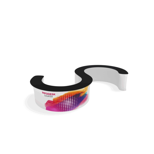 WaveLine InfoDesk Counter - S-Shaped - 221.2" x 153.6" x 39.4"