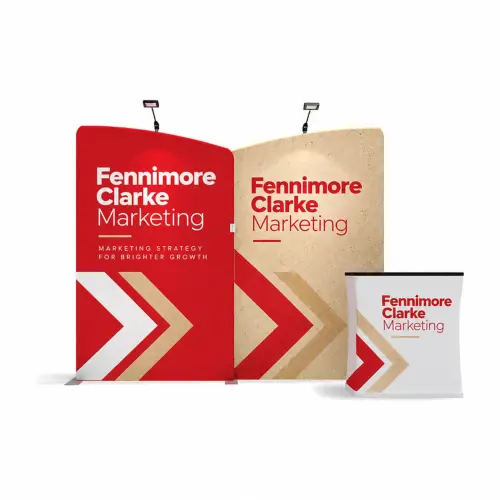 WaveLine Media® WLMAA2 - Double-Sided Tension Fabric Display Kit 02, shown with example artwork