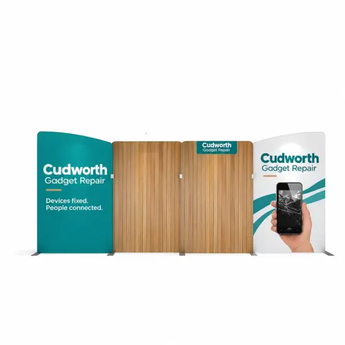 WaveLine Media® WLMAEEA - Double-Sided Tension Fabric Display Kit 01, shown with example artwork