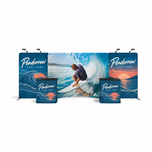WaveLine Media® WLME10CE Tension Fabric Display Kit 02 - Double-Sided, shown with example artwork