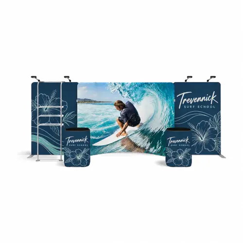 WaveLine Media® WLME10CE Tension Fabric Display Kit 03 - Double-Sided, shown with example artwork