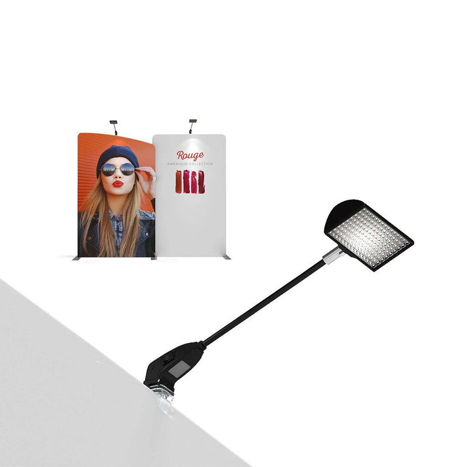 WaveLine Media WLMEA2 Tension Fabric Display kit LED arm light with clamp