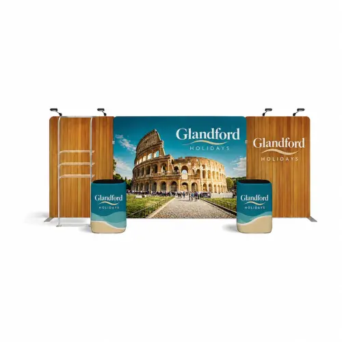 WaveLine Media® WLMEFE Tension Fabric Display Kit 03 - Double-Sided, shown with example artwork