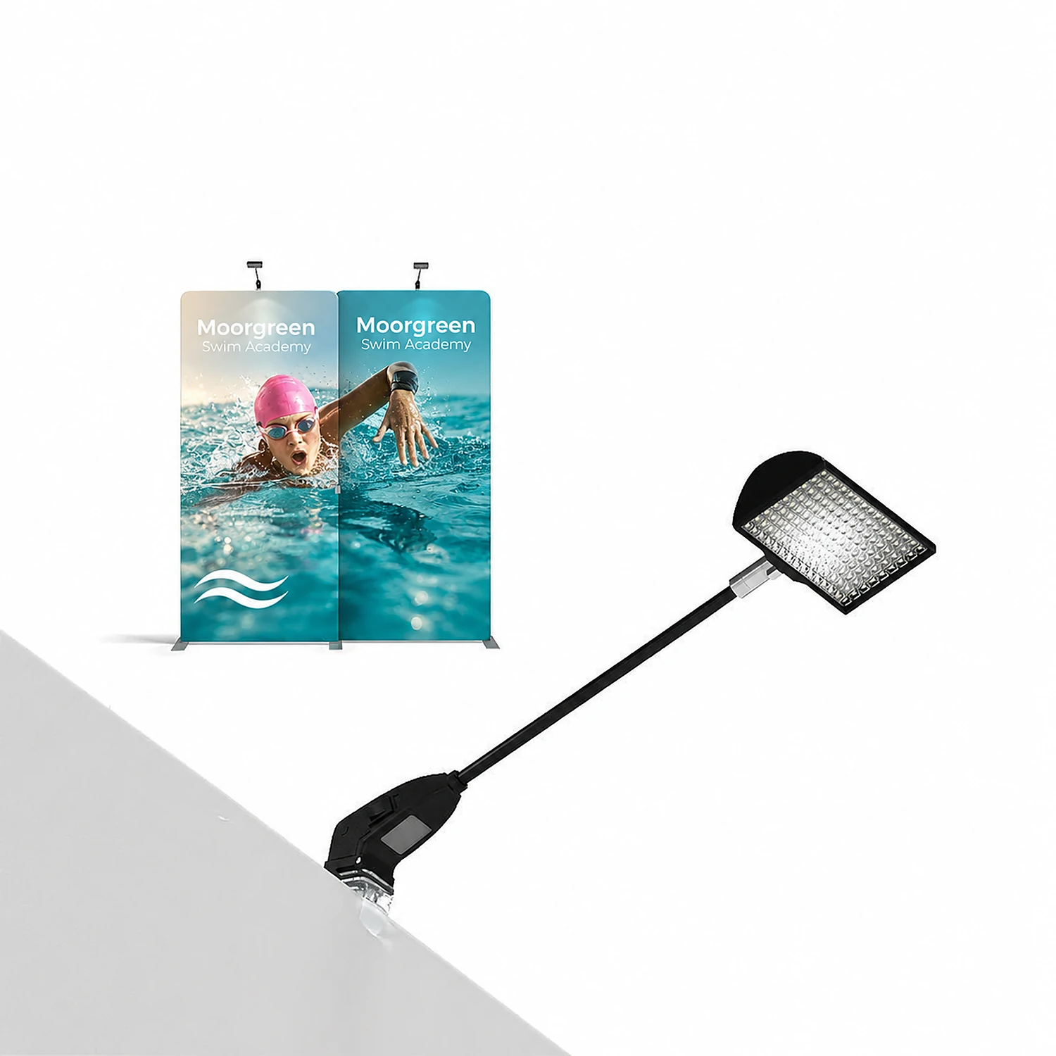 WaveLine Media® WLMII Tension Fabric Display Kit 05 - Double-Sided, shown with example artwork