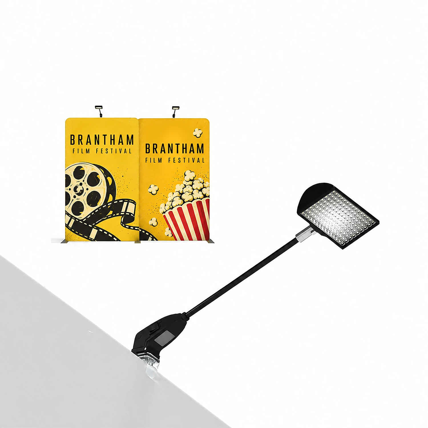 WaveLine Media® WLMKK Tension Fabric Display Kit 05 - Double-Sided, shown with example artwork