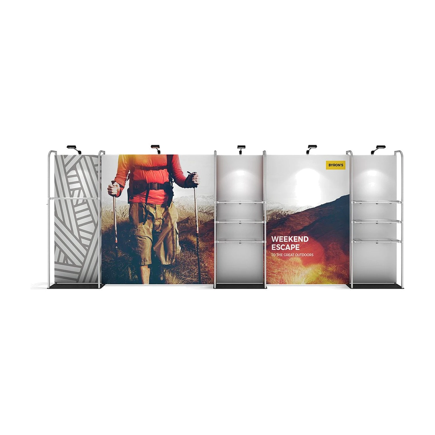 WaveLine Merchandiser kit with shelves, lights and graphic panels