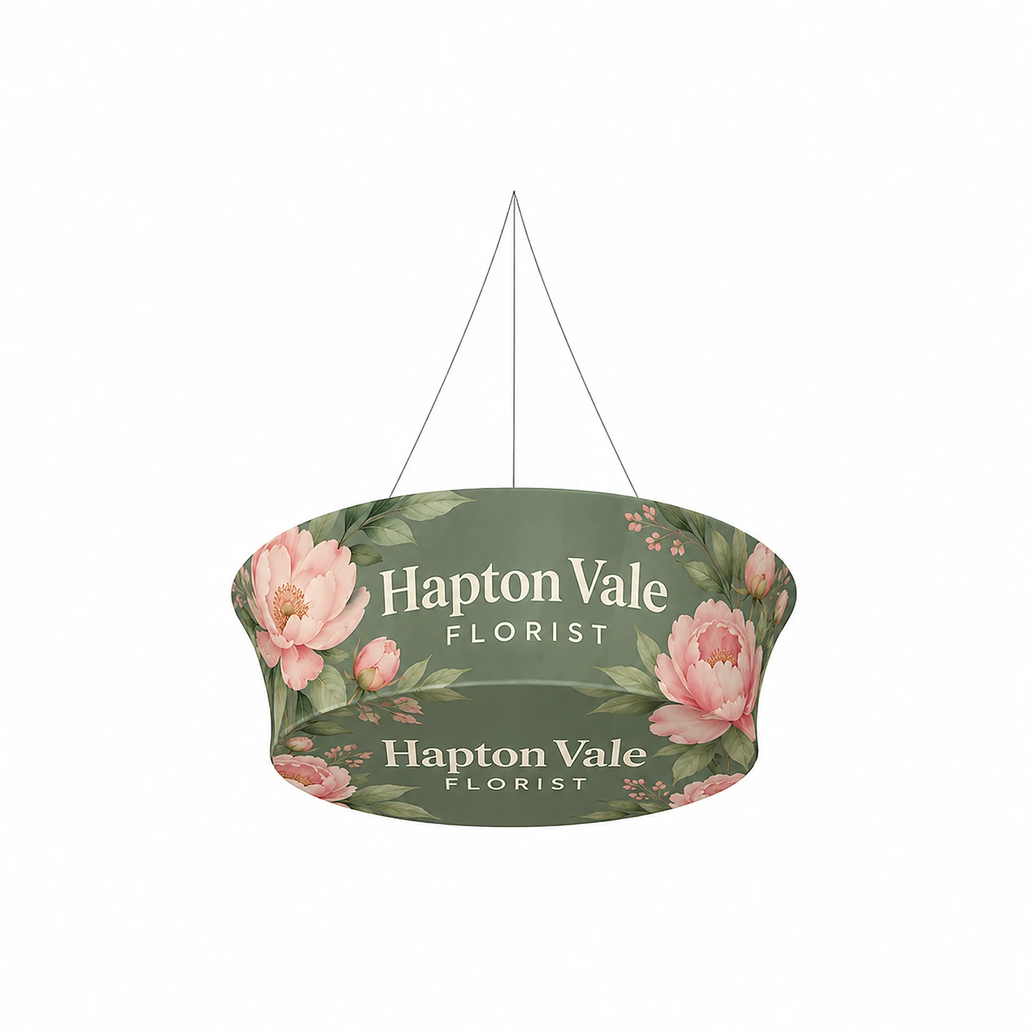 WaveLine Tapered Tube Blimp - Double-Sided Graphic - 10ft x 48in, shown with example artwork