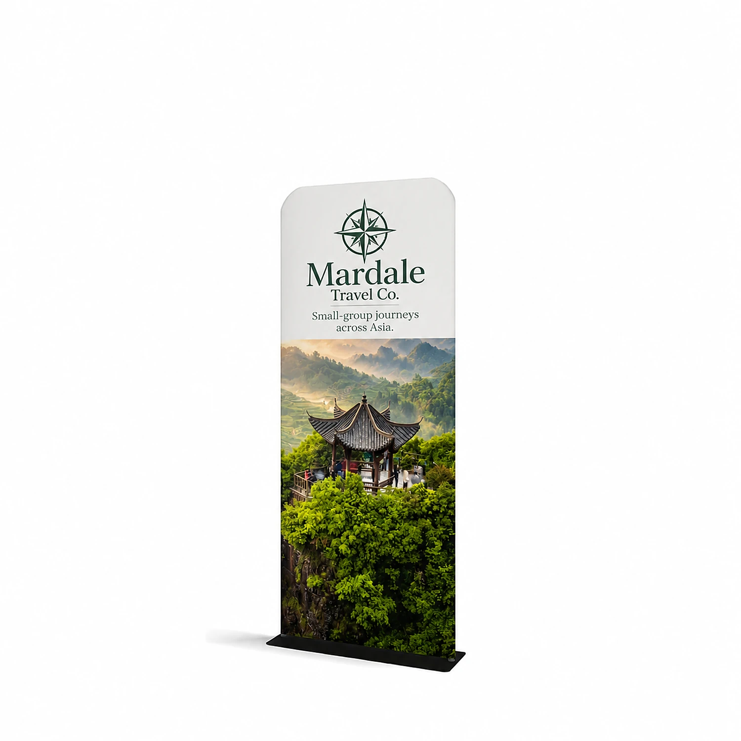 WaveLine® Tension Banner - Round Corners - Double-Sided - 913x2260mm, shown with example artwork
