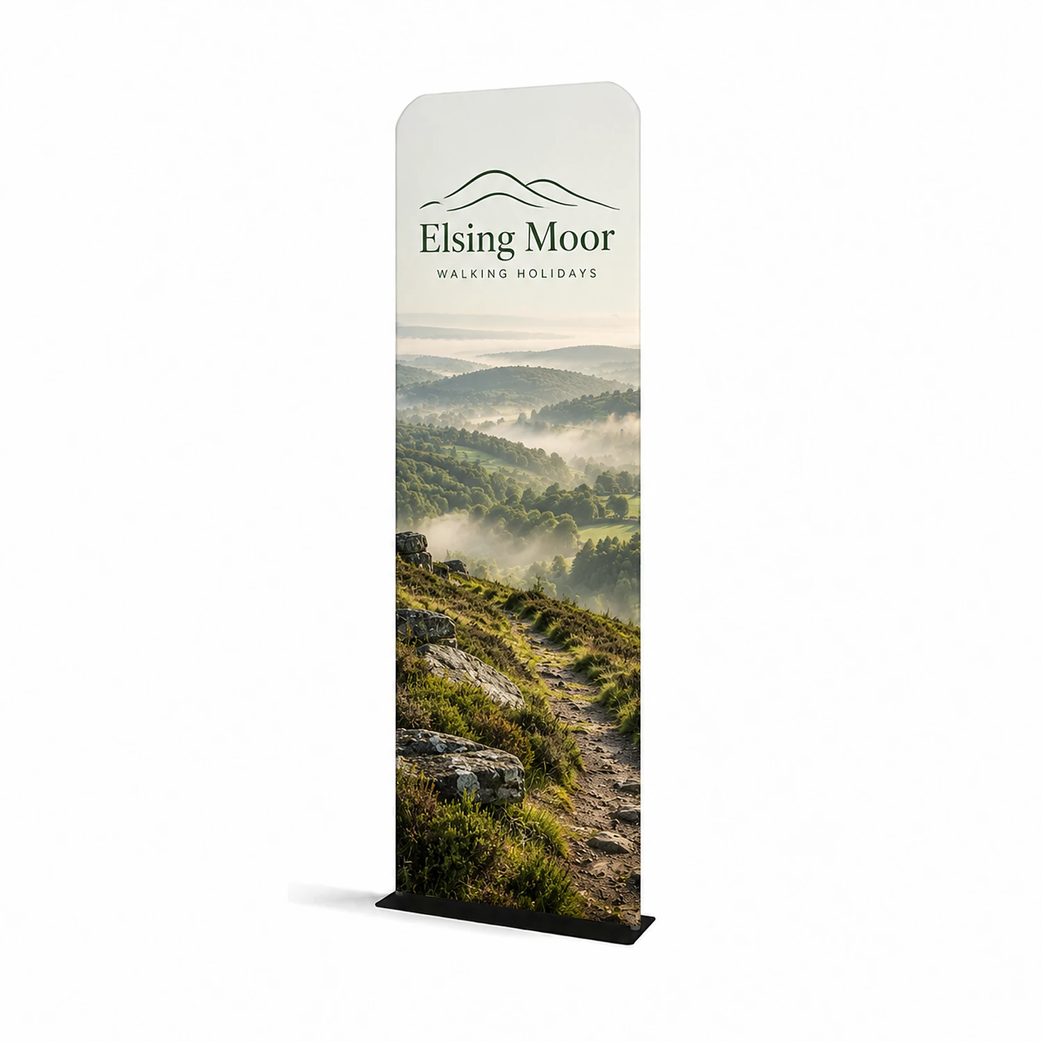 WaveLine® Tension Banner - Round Corners - Double-Sided - 913x2950mm, shown with example artwork