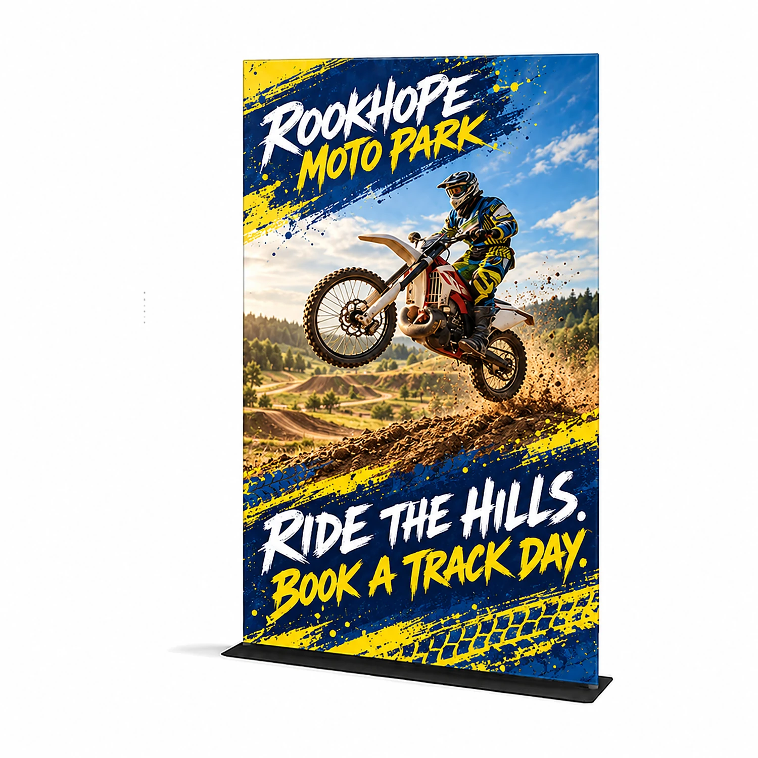 WaveLine® Tension Banner - Square Corners - Double-Sided - 1200x1524mm, shown with example artwork