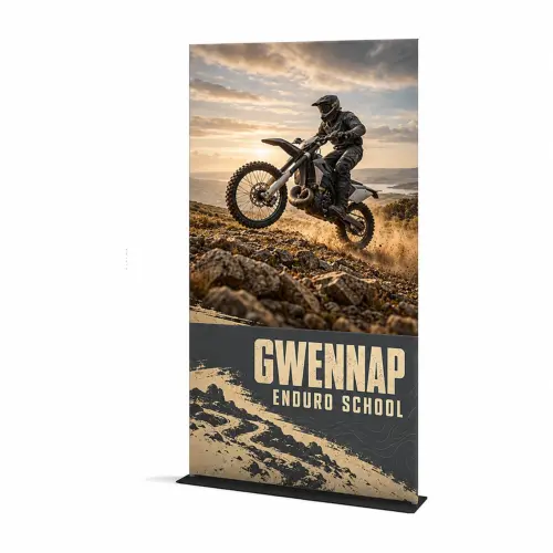 WaveLine® Tension Banner - Square Corners - Double-Sided - 1200x2260mm, shown with example artwork