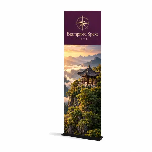 WaveLine® Tension Banner - Square Corners - Double-Sided - 913x2950mm, shown with example artwork