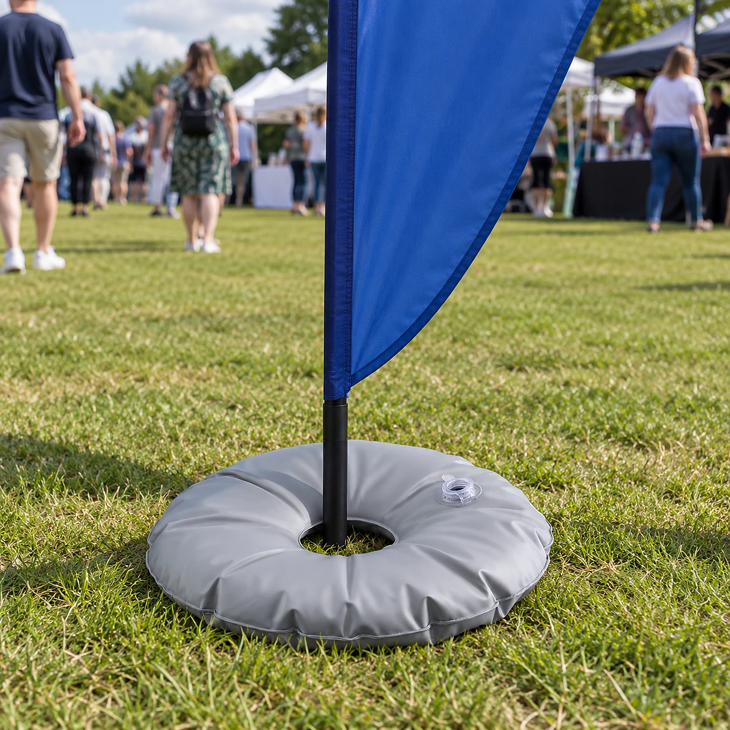 Water ring weight in use at an outdoor event