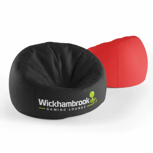 Outdoor Branded Beanbag - 850mm x 1110mm, shown with example artwork