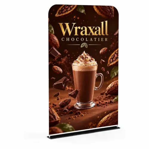 Soft Touch Straight Fabric Banner - 1500mm - Double-Sided Print, shown with example artwork