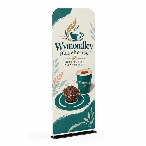 Soft Touch Straight Fabric Banner - 800mm - Single-Sided Print, shown with example artwork