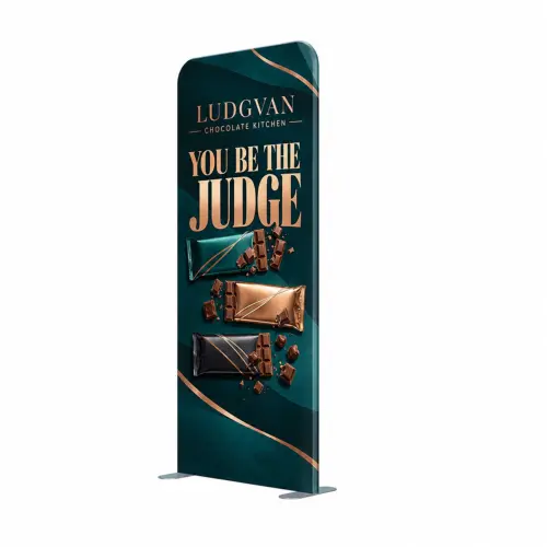 Soft Touch Straight Fabric Display - 1m - Single-Sided Print, shown with example artwork