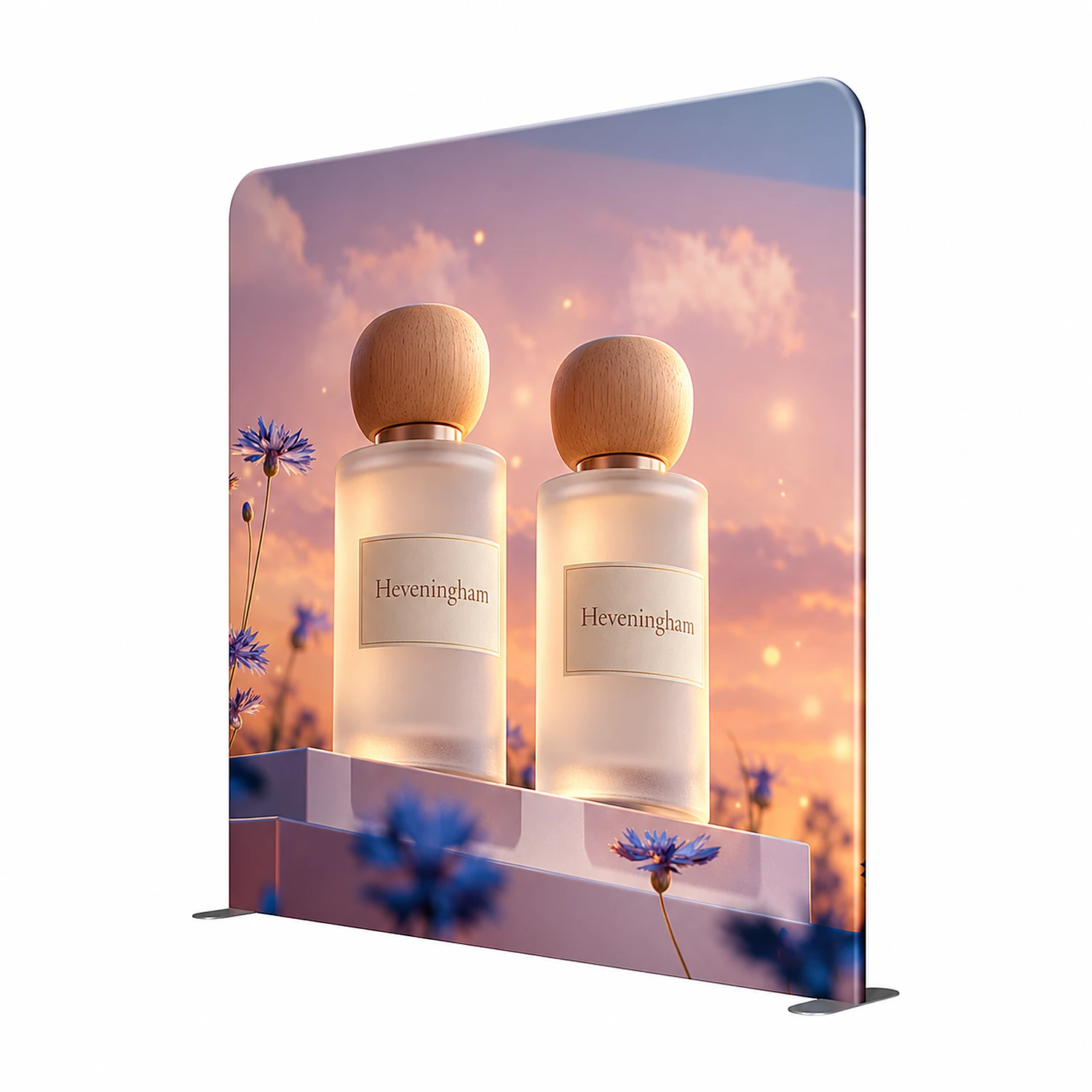 Soft Touch Straight Fabric Display - 2.4m - Single-Sided Print, shown with example artwork
