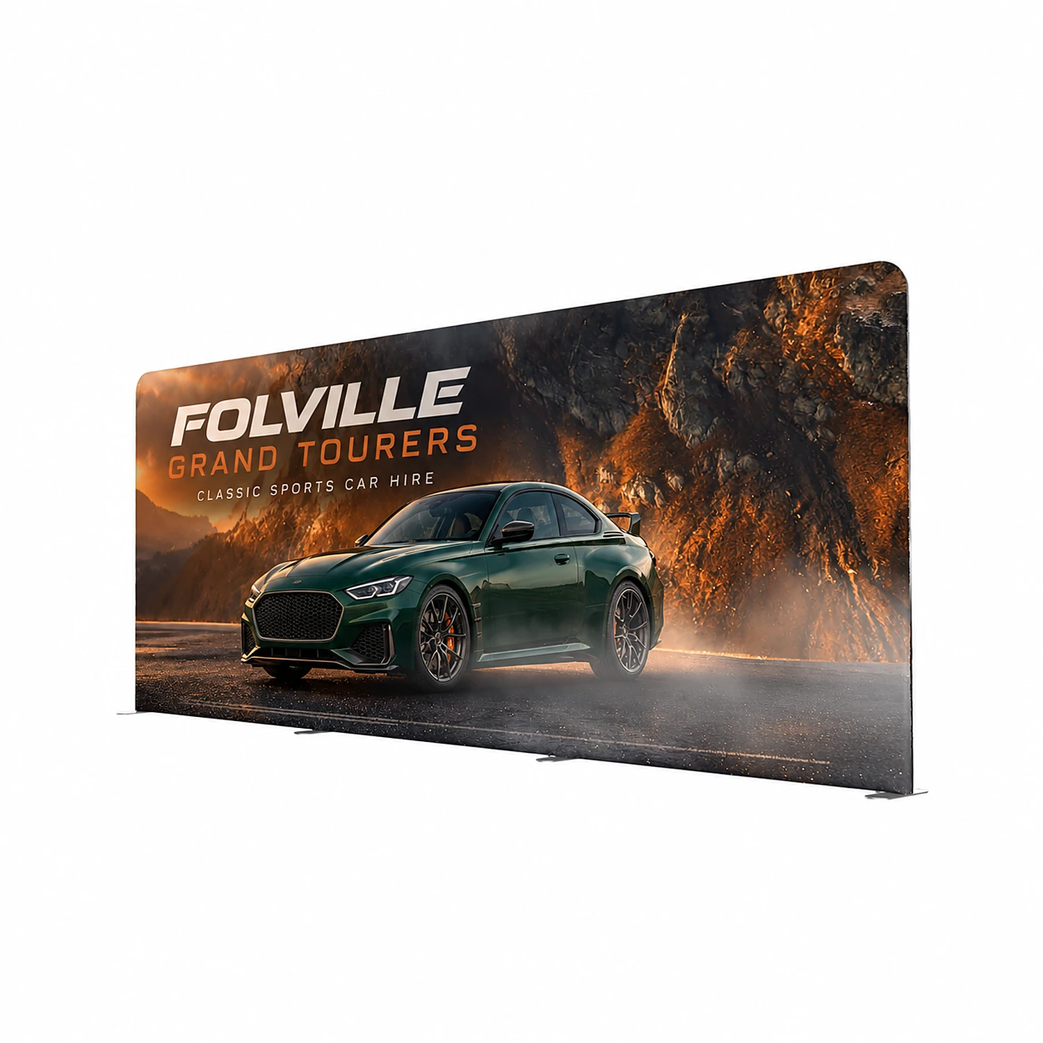 Soft Touch Straight Fabric Display - 6m - Single-Sided Print, shown with example artwork