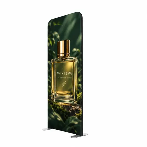 Soft Touch Straight Fabric Display - 850mm - Single-Sided Print, shown with example artwork