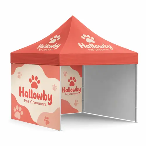 The Complete Gazebo - Double-Sided Printed Walls - 3m x 4.5m, shown with example artwork