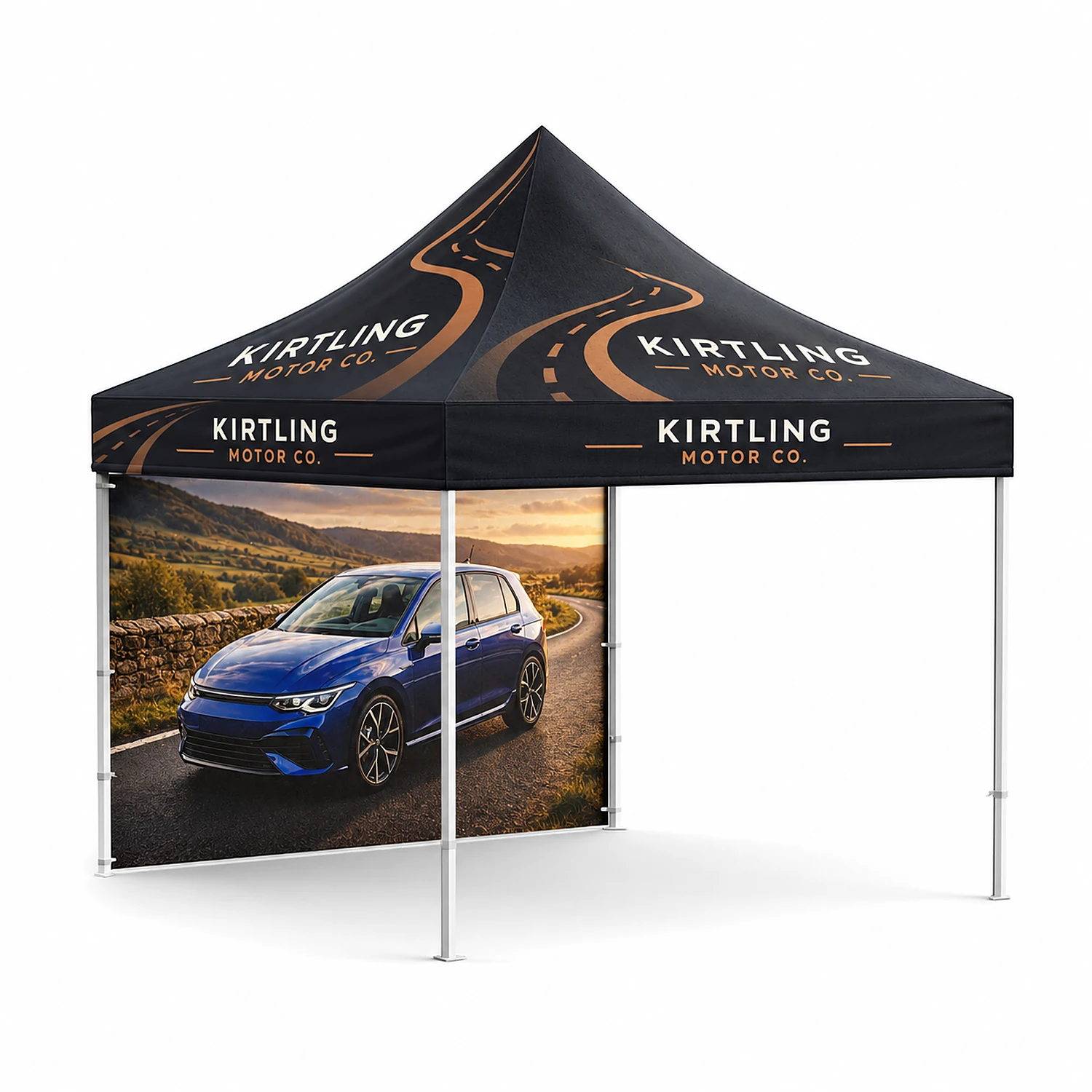 The Discover Gazebo - Double-Sided Printed Walls - 3m x 6m, shown with example artwork