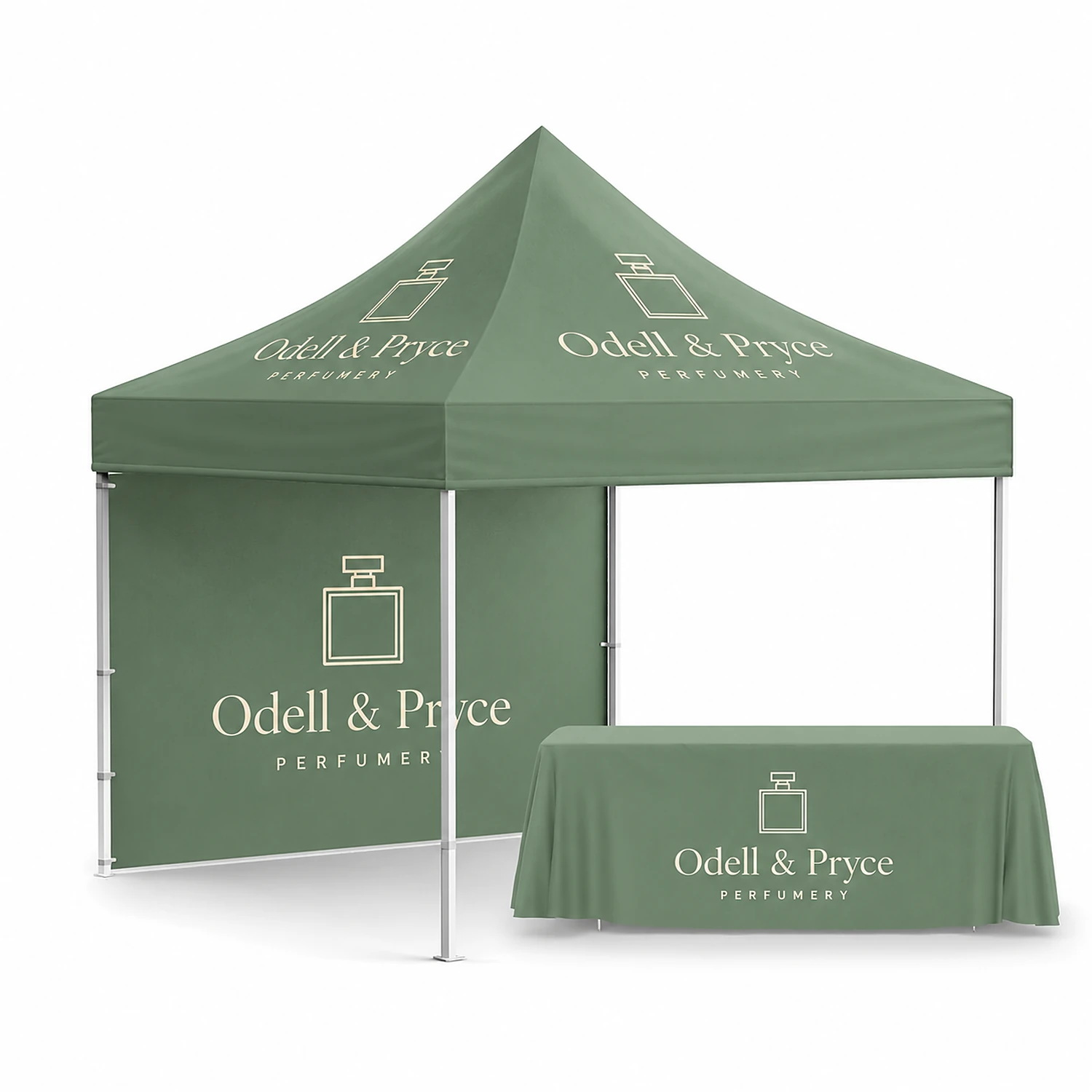 The Discover Plus Gazebo Kit - Double-Sided Printed Walls - 3m x 6m, shown with example artwork