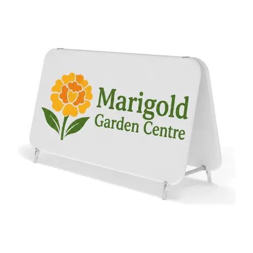 Waveline Double Stand medium A-frame sign, shown with an example design