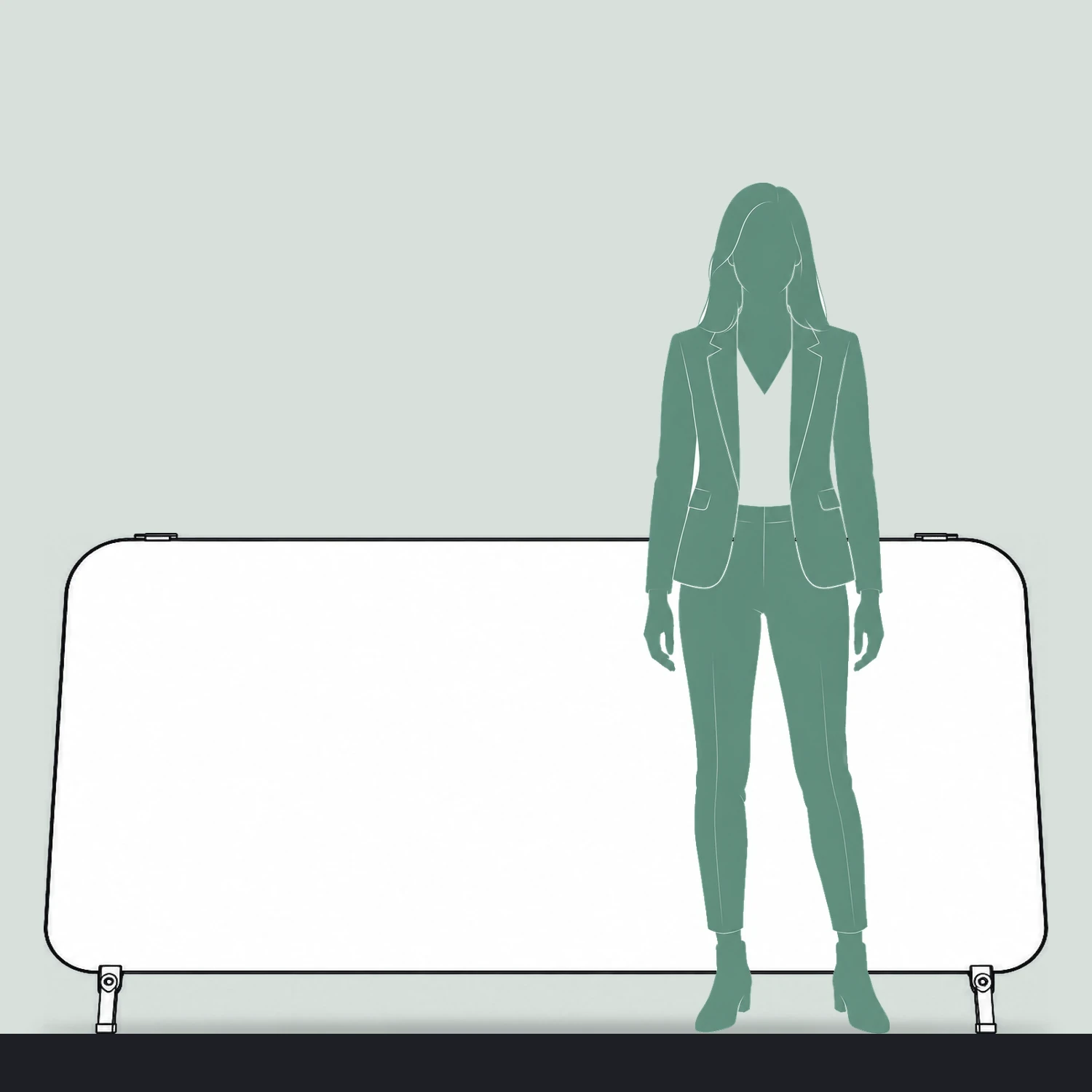 WaveLine Double Stand Medium line drawing shown to scale next to a 1.7m person