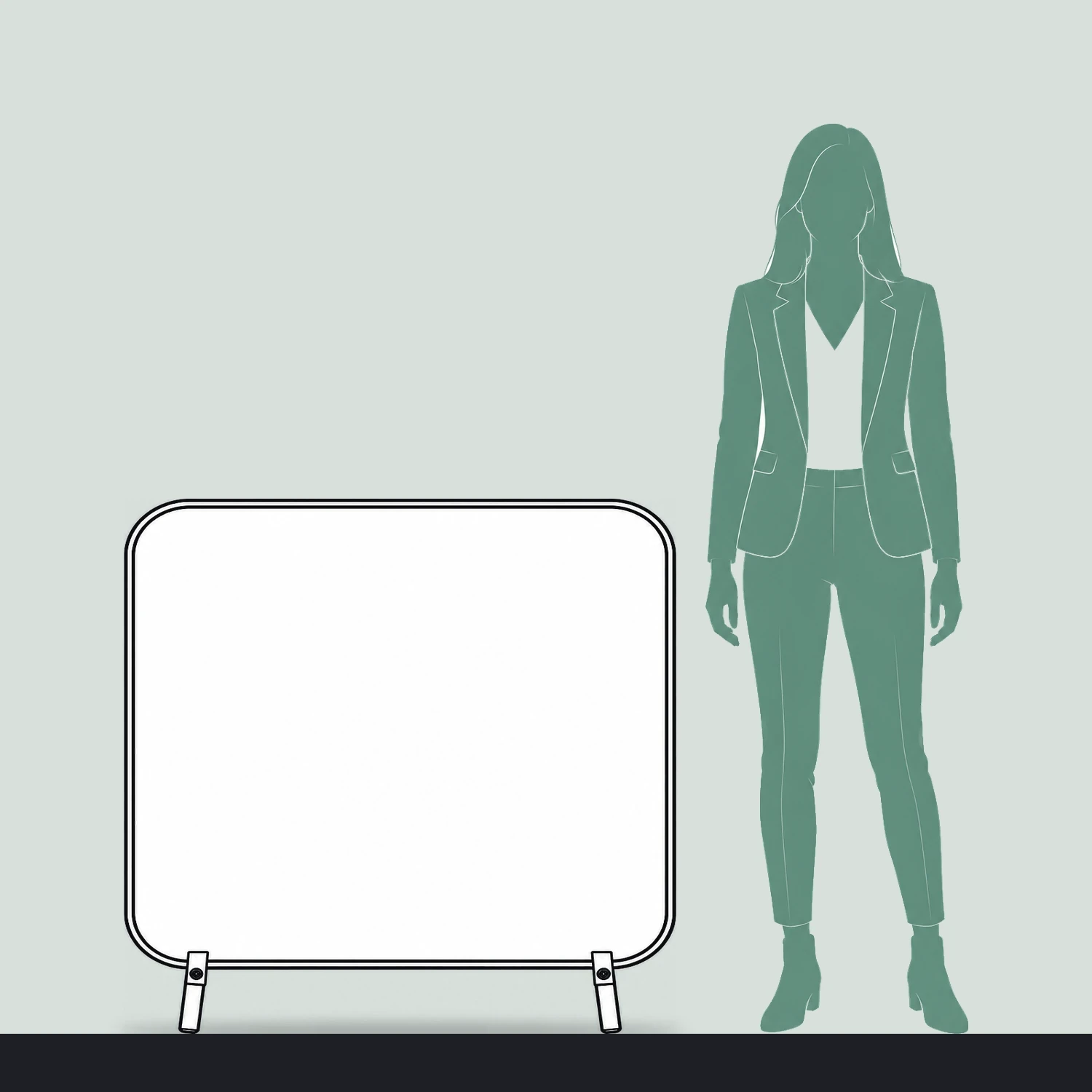 WaveLine Double Stand Small line drawing shown to scale next to a 1.7m person