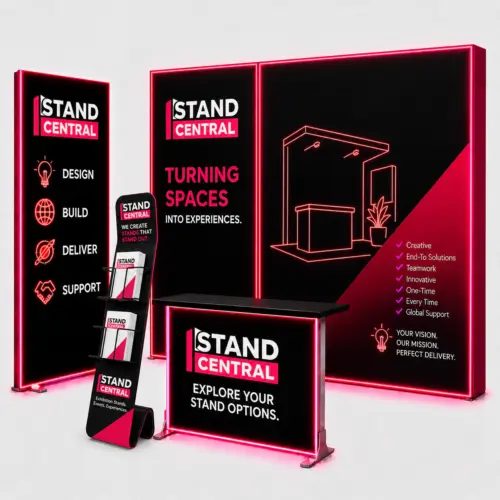 complete exhibition stand led xl kit – 3×6 w/ lit stand